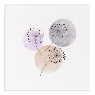 Boho Zen Dandelion Flowers On Blue Pink Circles Acrylic Print