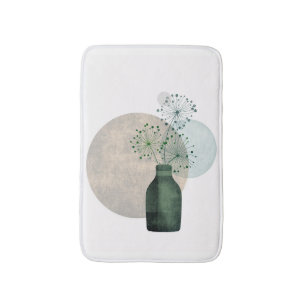 Boho Zen Floral Dandelions In A Bottle Bath Mat