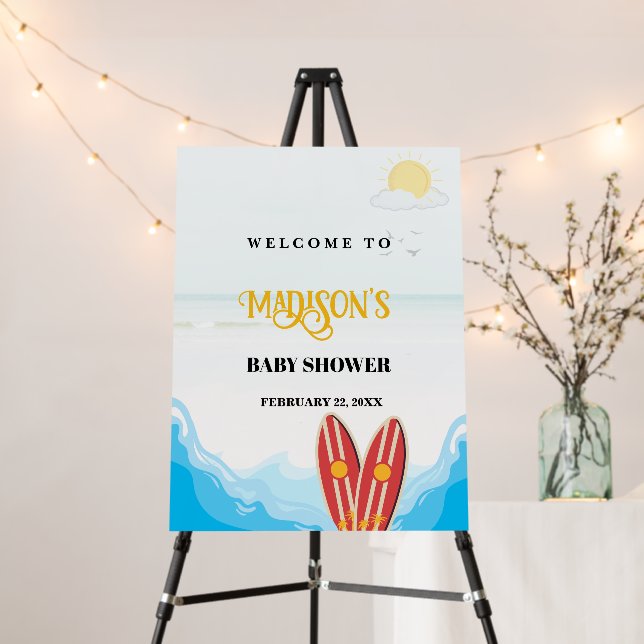 BohoBaby On Board Beach Baby Shower  Welcome Sign (In Situ (Stand))