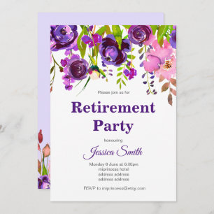 bohochic floral retirement party invitation