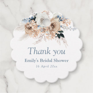 bohomian pampas dusty blue bridal shower favor tags