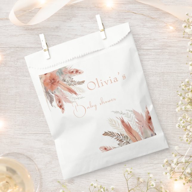 bohoPampas grass Baby shower Favor Bag (Clipped)