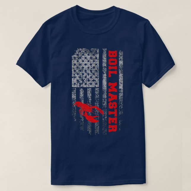 Boil Master Crawfish American Flag Crawdaddy Crayf T-Shirt (Design Front)