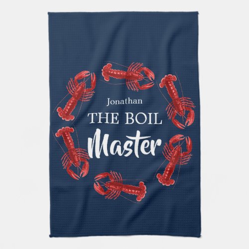 Boil Master Crawfish Dark Blue Custom Funny Kitchen Towel