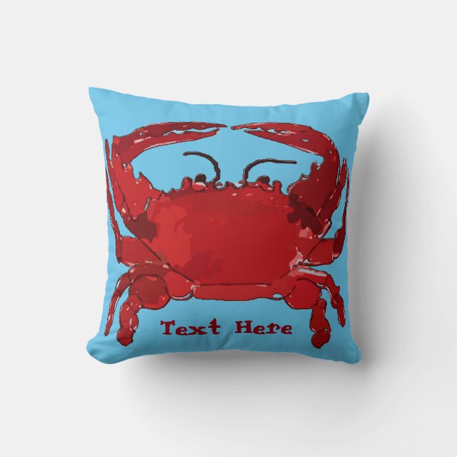 Boiled Blue Crab, add text Throw Pillow (Front)