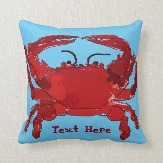 Boiled Blue Crab, add text Throw Pillow