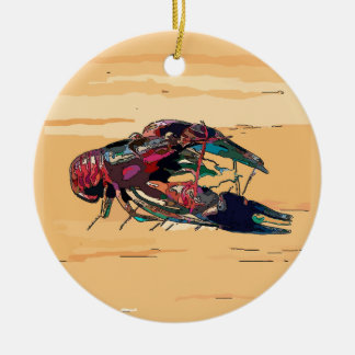 Boiled Crawfish on Wood Ceramic Ornament