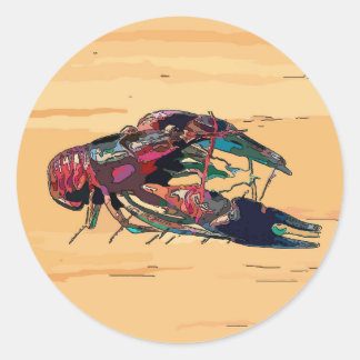 Boiled Crawfish on Wood Classic Round Sticker