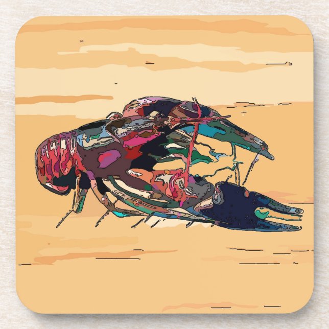 Boiled Crawfish on Wood Coaster (Front)