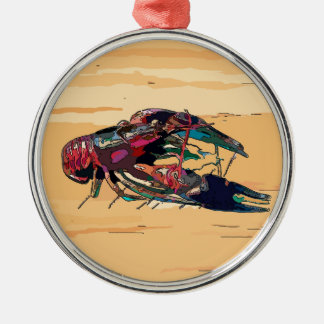 Boiled Crawfish on Wood Metal Ornament