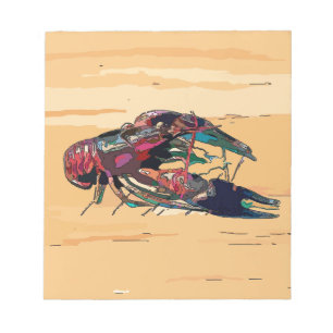 Boiled Crawfish on Wood Notepad