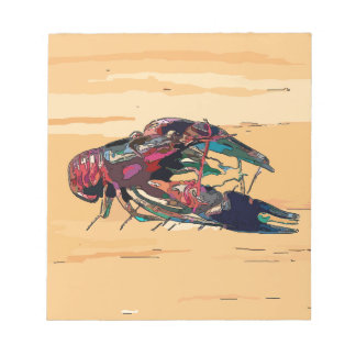 Boiled Crawfish on Wood Notepad