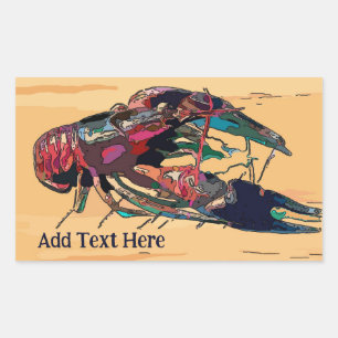 Boiled Crawfish on Wood Rectangular Sticker