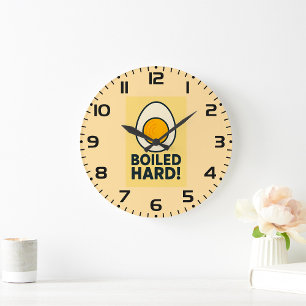 BOILED HARD! Funny Hard Boiled Egg Humor Large Clock