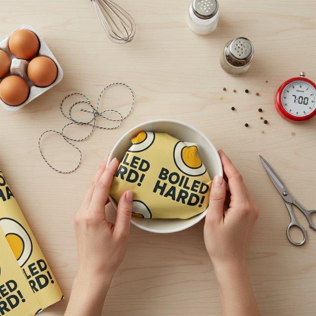 BOILED HARD! Funny Hard Boiled Egg Humor  Wrapping Paper (Creator Uploaded)