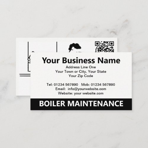 Boiler Maintenance Cartoon with QR Code Business Card
