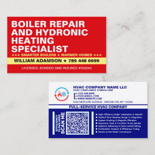 Boiler Repair and Hydronic Heating Services Pro Business Card