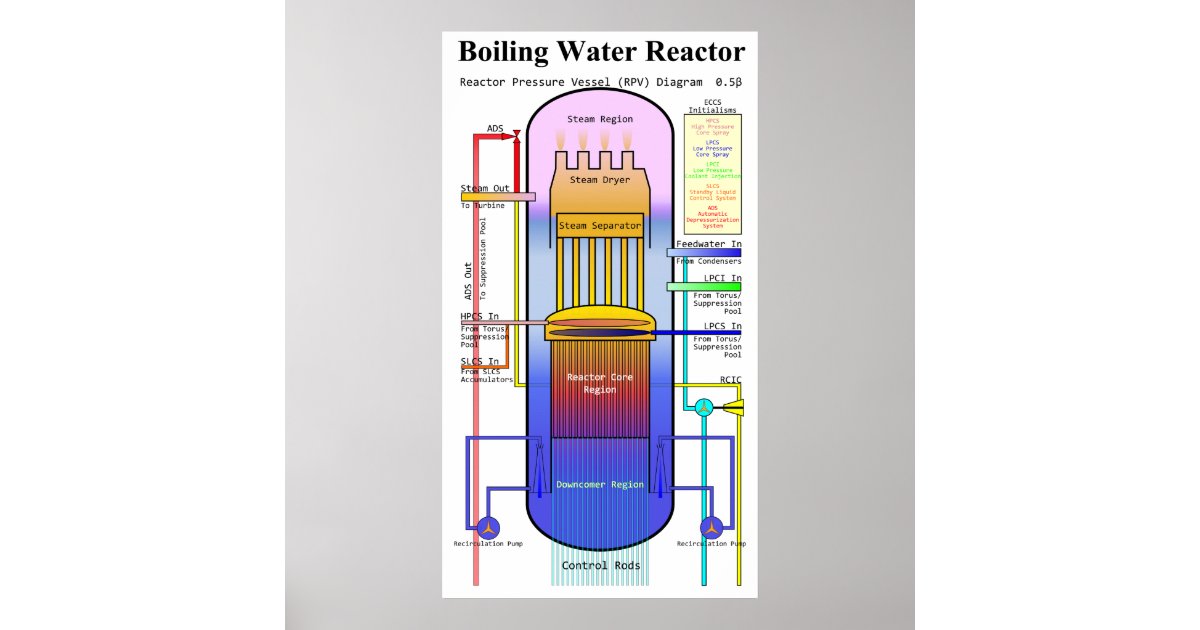 Boiling Water Reactor Pressure Vessel Diagram Poster | Zazzle