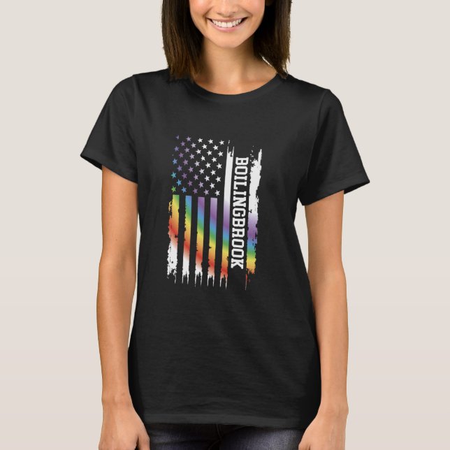 Boilingbrook United States Distressed Rainbow w US T-Shirt (Front)