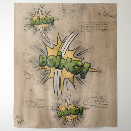 BOING Vintage Comic Book Steampunk Pop Art Tapestry