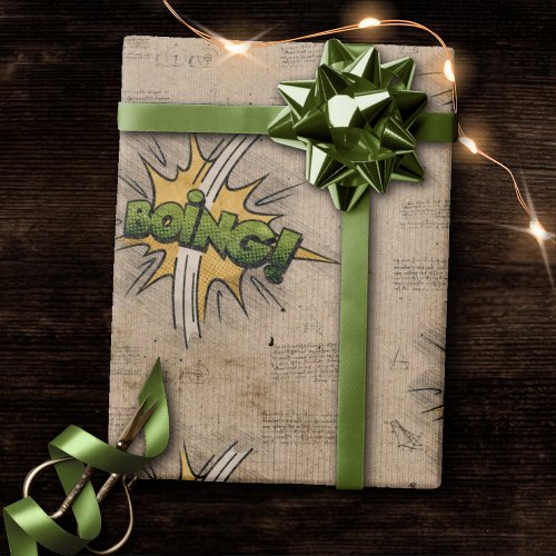 BOING Vintage Comic Book Steampunk Pop Art Wrapping Paper