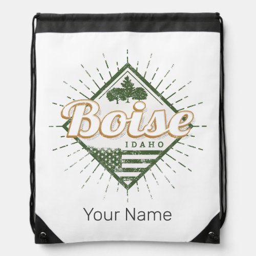 Boise City Idaho United States Vintage USA Tree Drawstring Bag