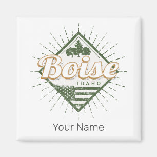 Boise City Idaho United States Vintage USA Tree Magnet