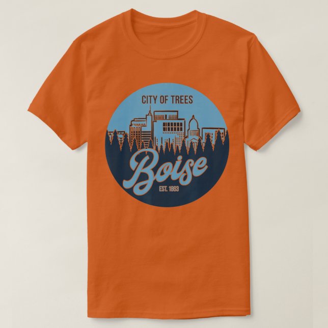 Boise City of Trees Idaho Skyline  T-Shirt (Design Front)