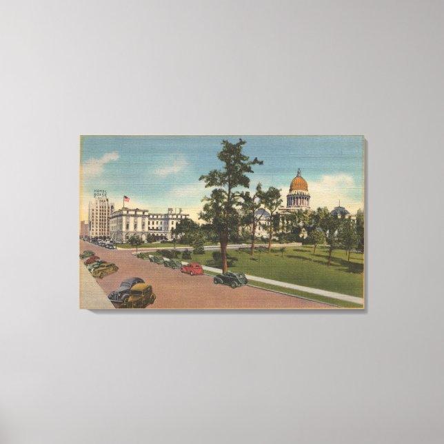 Boise, ID - View of Capital Park & Surrounding Canvas Print (Front)