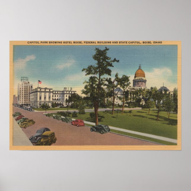 Boise, ID - View of Capital Park & Surrounding Poster (Front)
