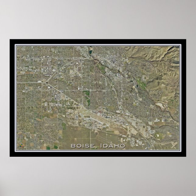 Boise Idaho From Space Satellite Poster Map (Front)