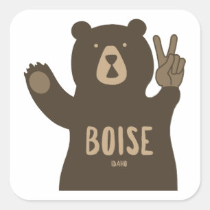 Boise Idaho Peace Bear Square Sticker