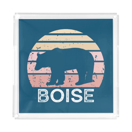 Boise Idaho Retro Bear Acrylic Tray