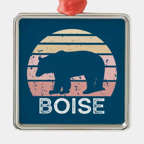 Boise Idaho Retro Bear Metal Ornament