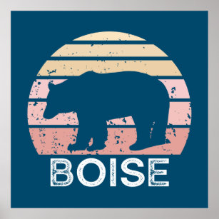 Boise Idaho Retro Bear Poster