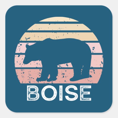 Boise Idaho Retro Bear Square Sticker