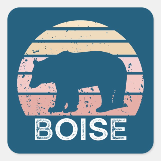 Boise Idaho Retro Bear Square Sticker (Front)