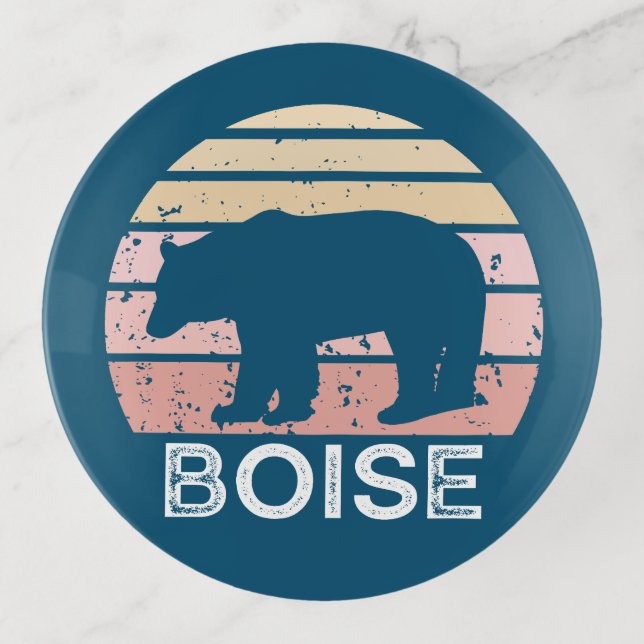 Boise Idaho Retro Bear Trinket Tray (Front)
