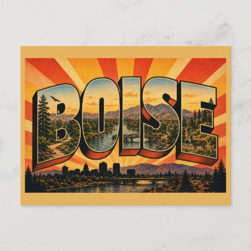 Boise Idaho River Foothills Forest Art Postcard