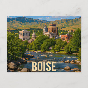 Boise Idaho River Mountain Travel Souvenir Postcard