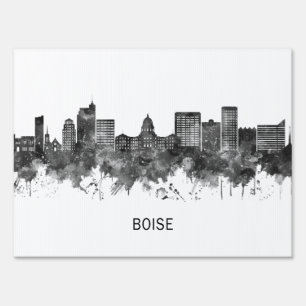 Boise Idaho Skyline BW Sign