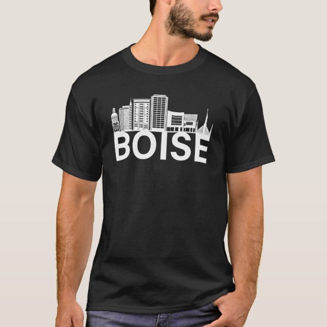 Boise Idaho USA City Skyline Silhouette Outline Sk T-Shirt (Front)