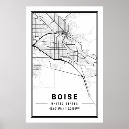 Boise Idaho USA City Travel City Map Poster