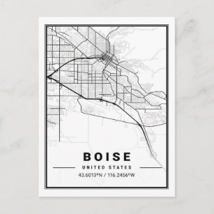 Boise Idaho USA Travel City Map Poster Postcard