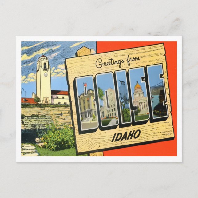 Boise, Idaho Vintage Big Letters Postcard (Front)