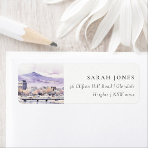 Boise, Idaho Watercolor Landscape Address Label
