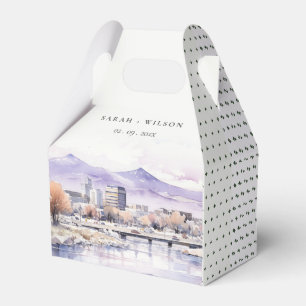 Boise, Idaho Watercolor Landscape Wedding Favor Boxes