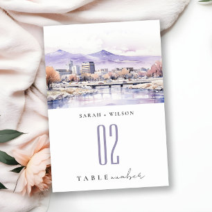 Boise, Idaho Watercolor Landscape Wedding Table Number