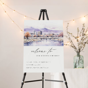Boise Idaho Watercolor Landscape Wedding Welcome Foam Board
