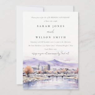 Boise Idaho Watercolor Scape Wedding Anniversary Invitation
